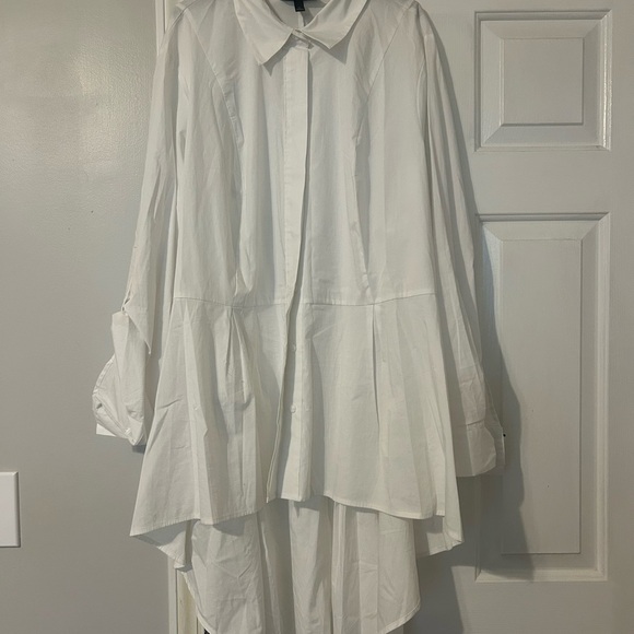 Lane Bryant White Peplum Button-Up Blouse Women’s Size 26 - Picture 4 of 11